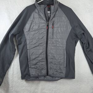 Orvis Men's Full Zip Mixed Media Raglan Sleeve Quilted Jacket Gray Large